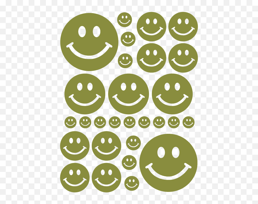 Smiley Face Wall Decals In Olive Green - Decal Emoji,Green Emoticon