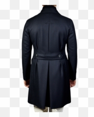 Navy Double Breasted Wool Twill Polo - Long Sleeve Emoji,Daily Emotion Coats