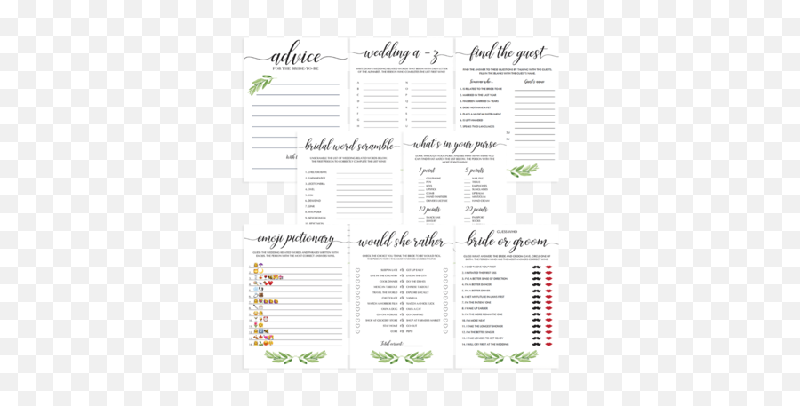 Botanical Emoji Pictionary Bridal - Document,Shower Emojis