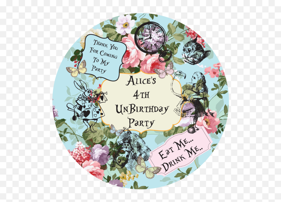 Party Box Stickers U2013 Partywraps - Alice In Wonderland Sweet Cones Emoji,Emoji Party In A Box