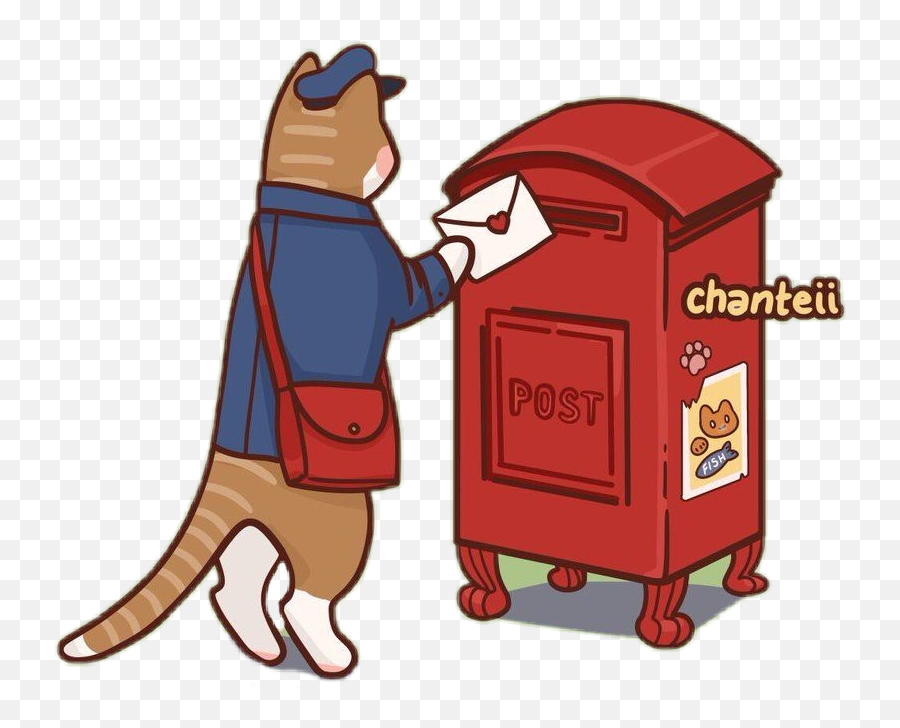 Mailbox Catsticker - Cartoon Clipart Full Size Clipart Fictional Character Emoji,Mailbox Emoji
