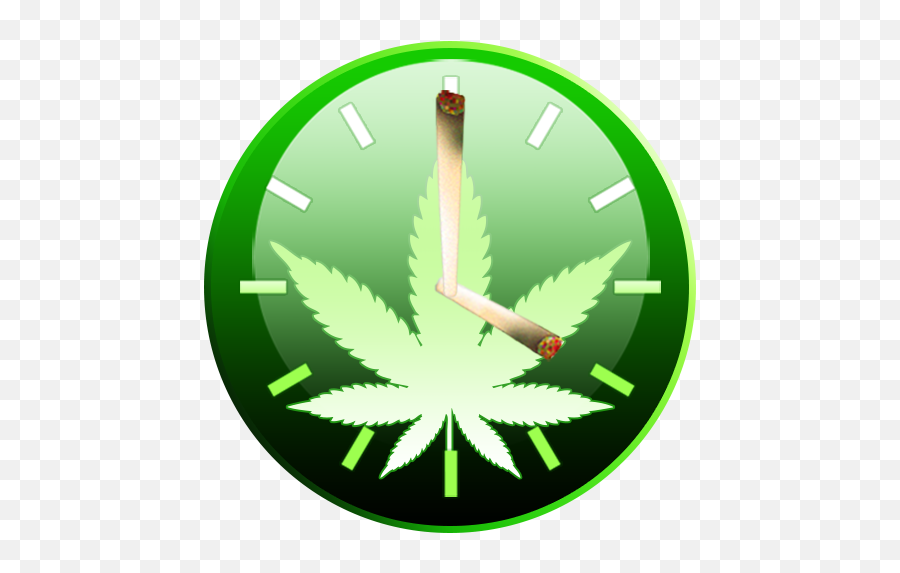 Weed Clock Widget 2 - Marijuanna Leaf White Green Background Emoji,High (weed) Five Emoji