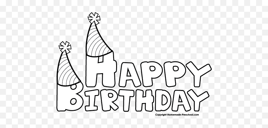 Free Happy Birthday Black And White Images Download Free - Clip Art Happy Birthday Outline Emoji,Happy Birthday Emoji Text Copy
