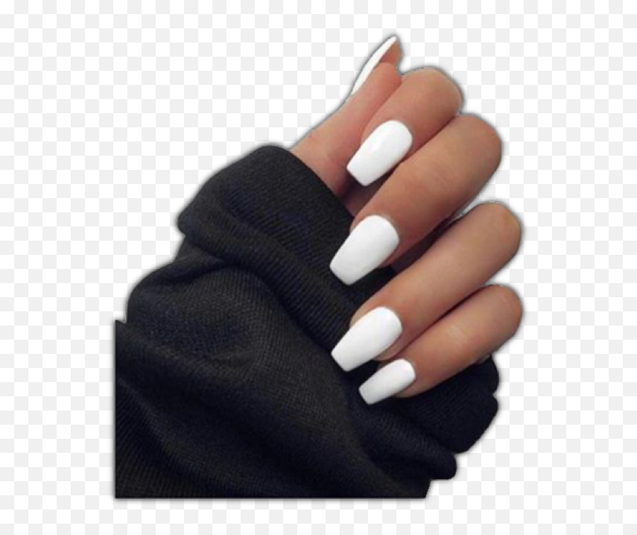 Nails Acrylics Sticker - Short Coffin Acrylic Nails White Emoji,Fingernails Emoji