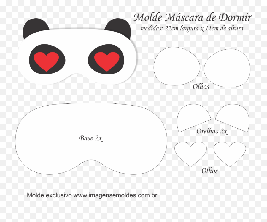 Molde Máscara De Dormir Panda - Molde Para Eva Feltro E Mascara De Dormir De Feltro Molde Emoji,Molde De Almofada Emoticon