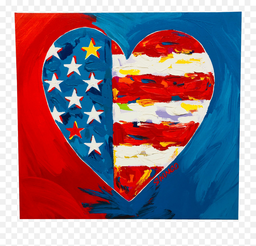 American Flag Sunset Painting - American Flag Pop Art Emoji,Emoji Wars American Flag