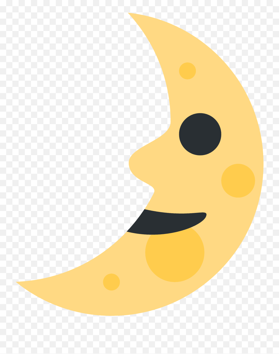 First Quarter Moon Face Emoji Clipart - Cuarto Creciente Dibujo Animado,Moon Emoji