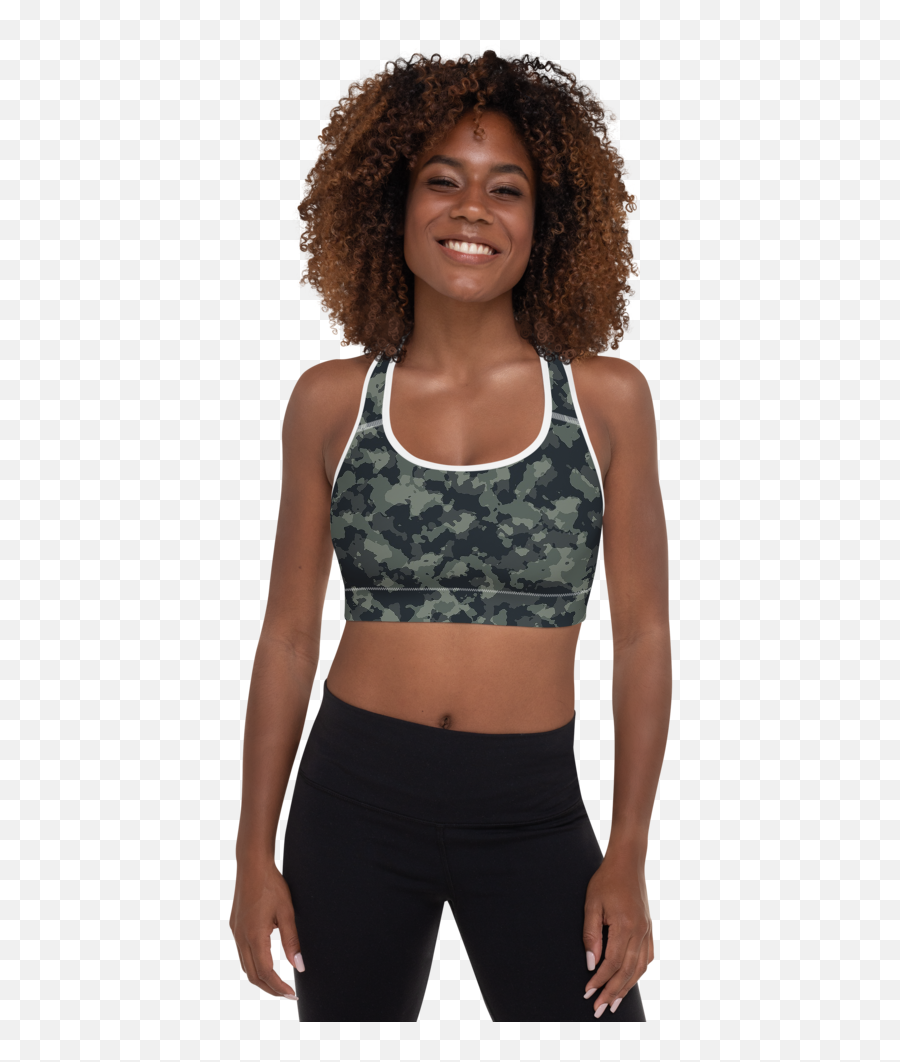 Camo Padded Sports Bra - Sports Bra Emoji,Emotion Detection Sports Bra