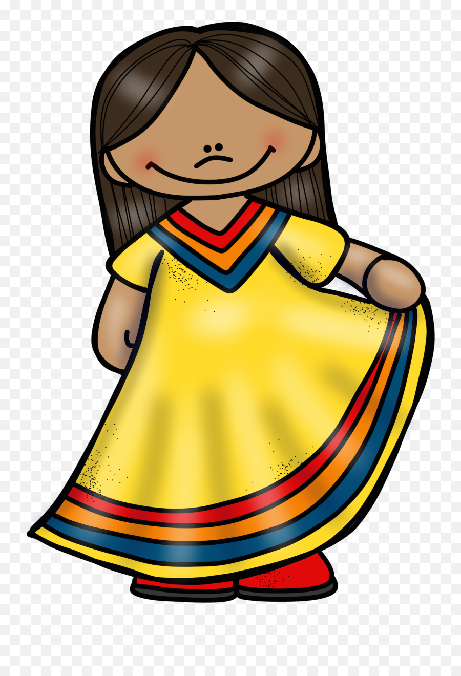 Imágenes De Niñas Y Niños - Mexican Girl With Yellow Dress Clipart Emoji,Emojis Para Nenes