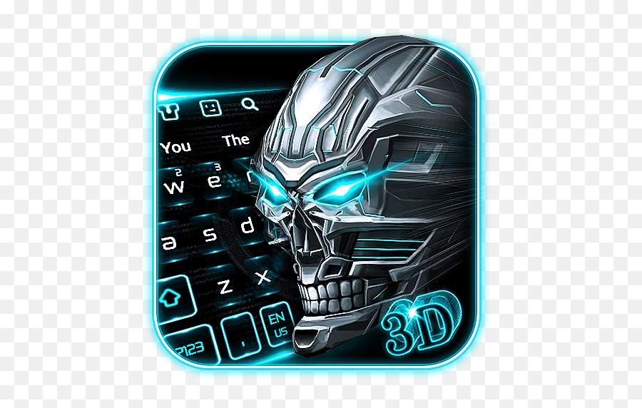 Download 3d Neon Blue Skull Keyboard On Pc U0026 Mac With Emoji,2 Skull Emoji