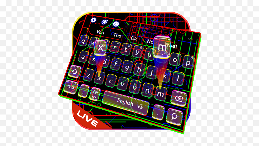 Live Neon Lines Keyboard Theme - Language Emoji,Hent Sjove Emojis Gratis