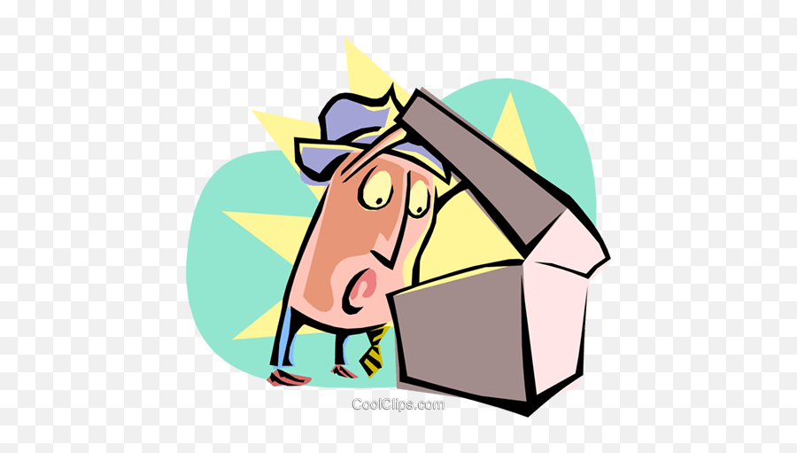 Cartoon Businessmanlooking Into Box Royalty Free Vector - Looking In A Box Clipart Emoji,Royalty Free Emotion Drawings