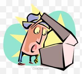 Cartoon Businessmanlooking Into Box Royalty Free Vector - Looking In A Box Clipart Emoji,Royalty Free Emotion Drawings