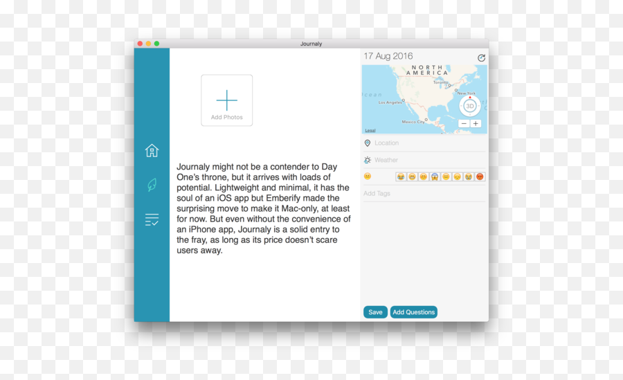 Journaly Review A Good Mac Journal App That Might Be Great - Vertical Emoji,Emoji Journals