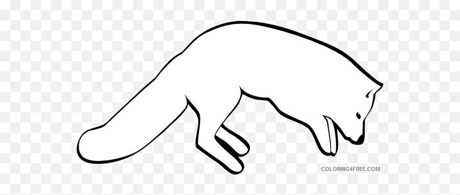 Fox Outline Coloring Pages Fox Digging Outline Clip Art - Outline Arctic Fox Clipart Emoji,Fox Animal Emotions