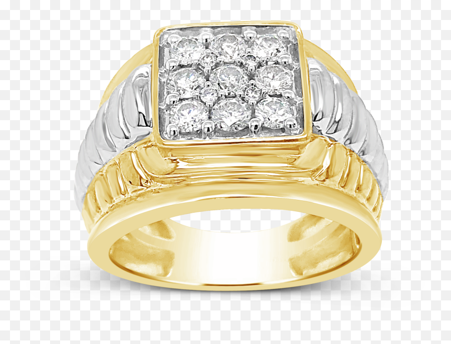 Diamond Ring 1 Ctw Round Cut 10k Yellow Gold U2013 Exotic Diamonds Emoji,Wedding Band Emoji