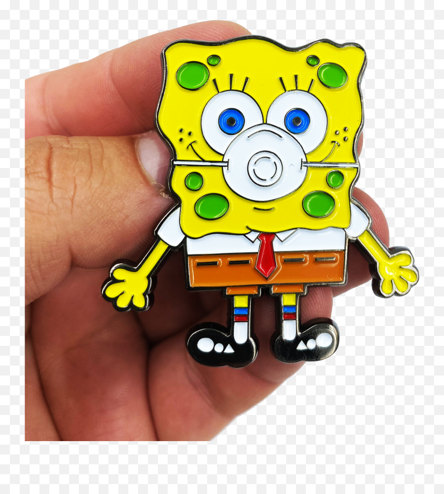 Cl3 - 09 Spongebob Inspired Mask Pin With Dual Pin Posts Deluxe Locking Clasps Pandemic Nurse Emt Emoji,Spongebob With Heart Emojis
