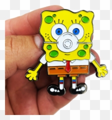 Cl3 - 09 Spongebob Inspired Mask Pin With Dual Pin Posts Deluxe Locking Clasps Pandemic Nurse Emt Emoji,Spongebob With Heart Emojis