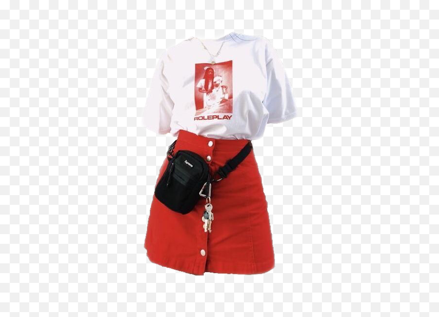 Outfits Red Croppedtop Sticker - Red Aesthetic Outfit Pngs Emoji,Emoji Outfits Girls
