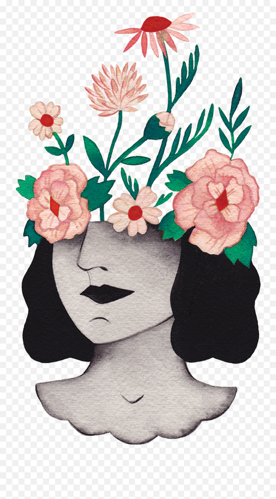 Flower Head - Surreal Characters Emoji,Human Emotion Tree Art Design Art