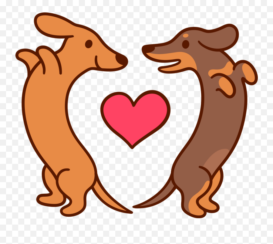 Cute Cartoon Dachshunds In Love Couch - Love Dachshunds Cartoon Emoji,Puppy Emoji Pillow