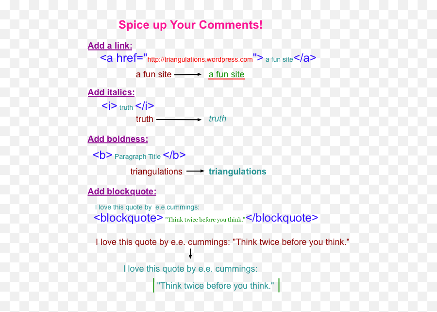 Spice Up Your Comments With Html Triangulations - Write A Comment In Html Code Emoji,Nietzsche Emotions Quotes