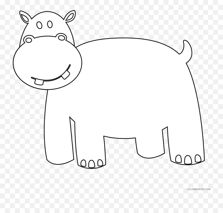 Hippo Outline Coloring Pages Colorful Animal Hippo Black - Dot Emoji,69 Rat Emoji