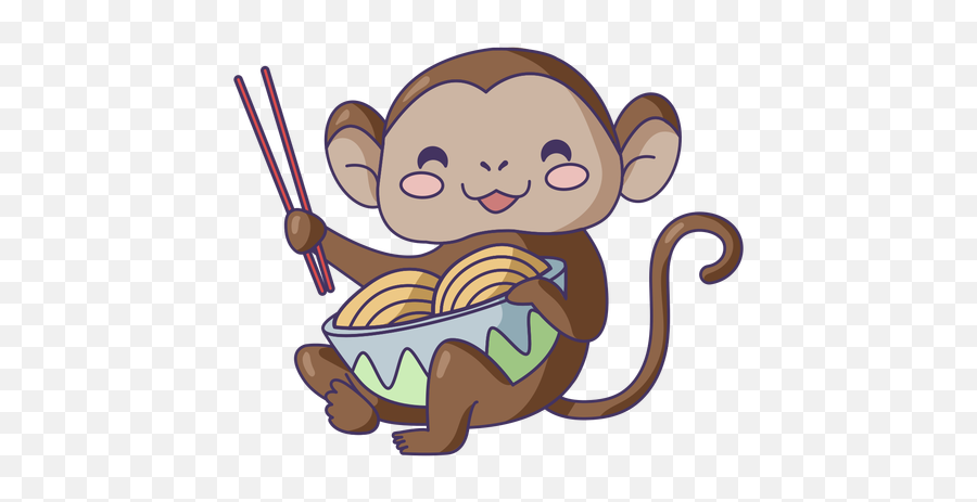 Monkey Eating Ramen Cute Transparent Png U0026 Svg Vector Emoji,Orangatang Emoji