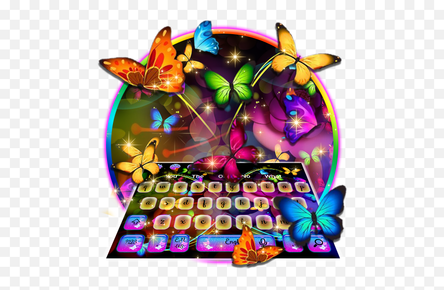 Glowing Neon Butterfly Keyboard Theme Amazoncouk - Girly Emoji,Glowing Star Emoji