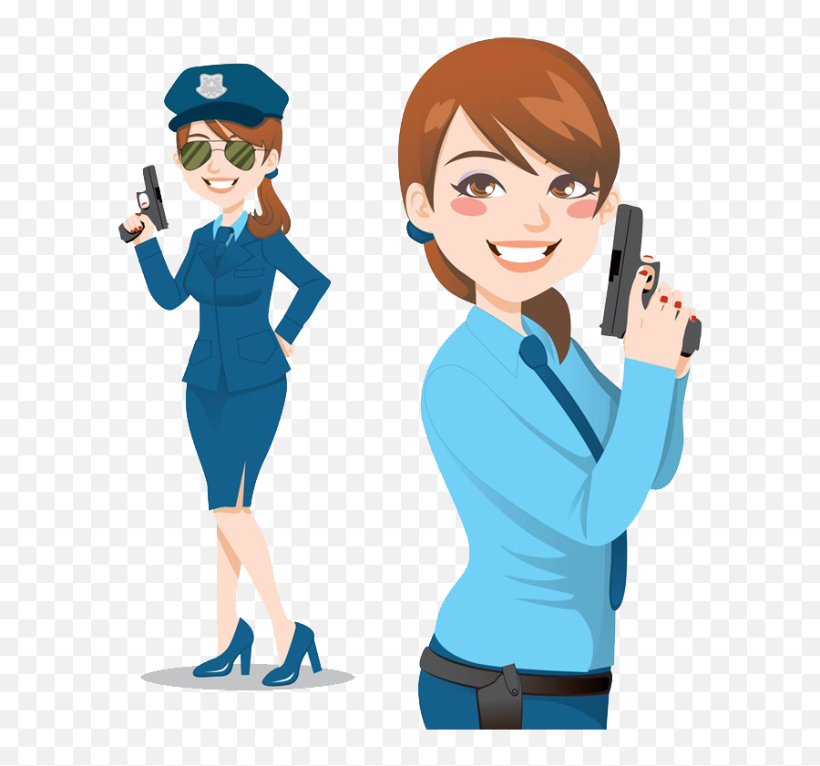 Draw Cartoon Police Officers Clipart - Draw A Cartoon Police Emoji,Flight Attendant Emoji