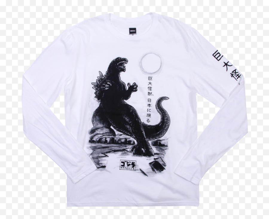 Godzilla White Long Sleeve - Long Sleeve Emoji,Godzilla Emotion Chart