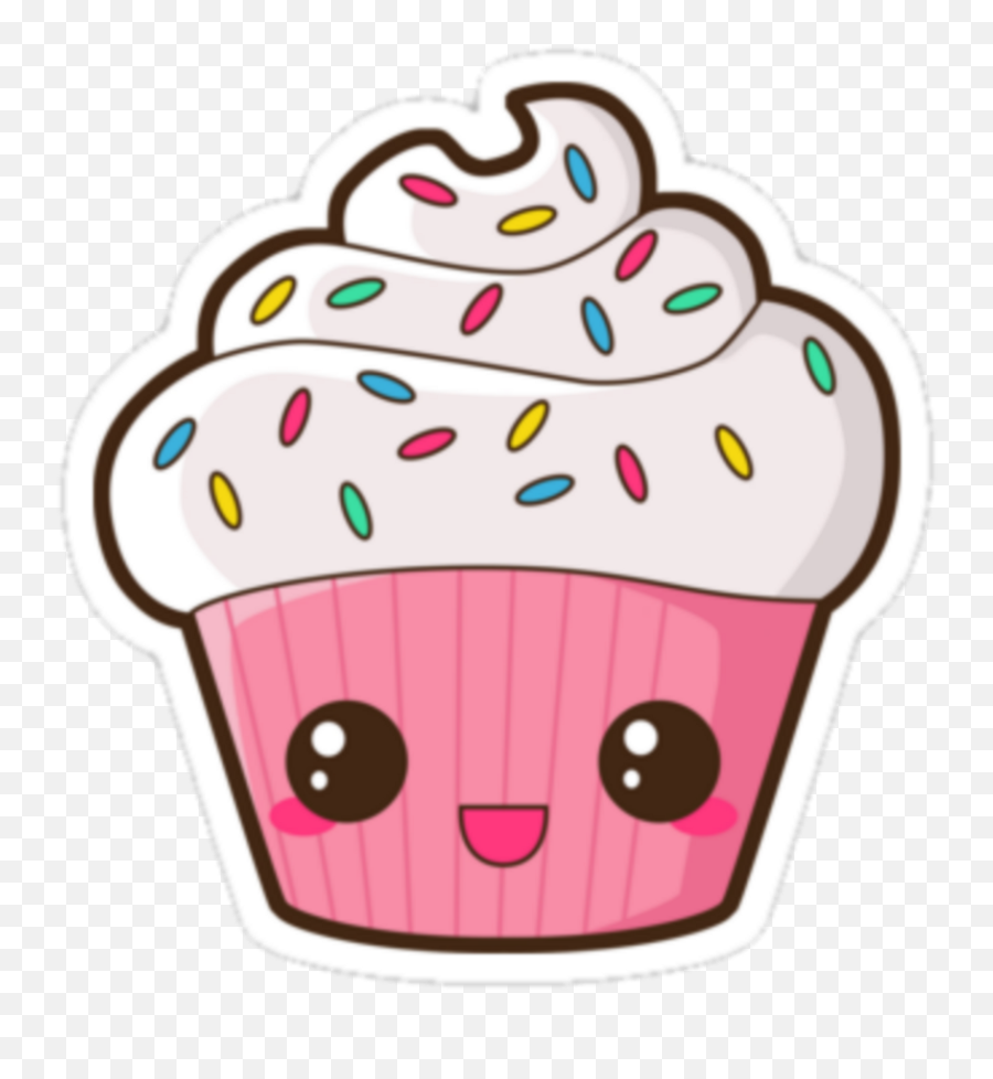 Kawaii Pink Cupcake Dessert Face - Cupcake Kawaii Png Emoji,Emoticon Com Cara De Delícia Cupcake