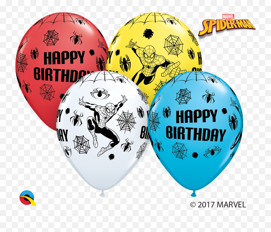 11 Assorted Spiderman Birthday 25 Count Bargain Balloons - Globos De Spiderman Png Emoji,Most Used Emojis With Avengers