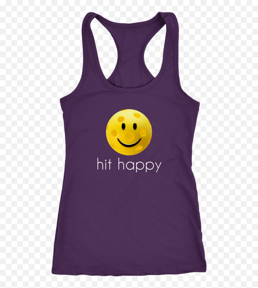 Hit Happy Ladies Racer Back Tank Top Emoji,Emoji Temmis Ball