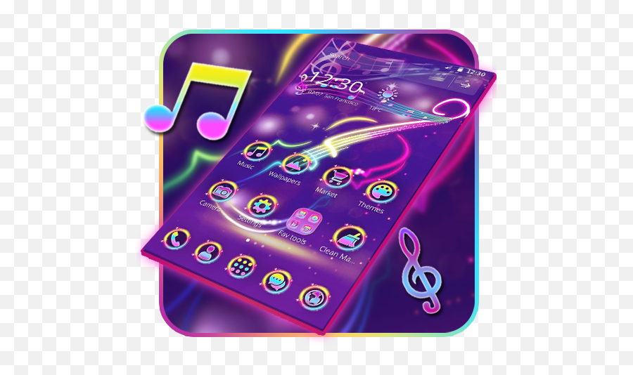 Neon Music Theme 2d - Technology Applications Emoji,Ar Emoji Android