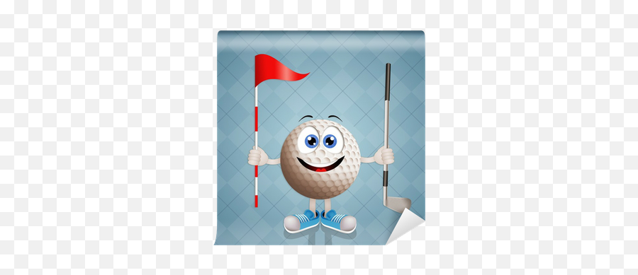 Funny Golf Ball With Club And Flag Wall Mural U2022 Pixers - We Live To Change For Golf Emoji,Golf Ball Emoticon