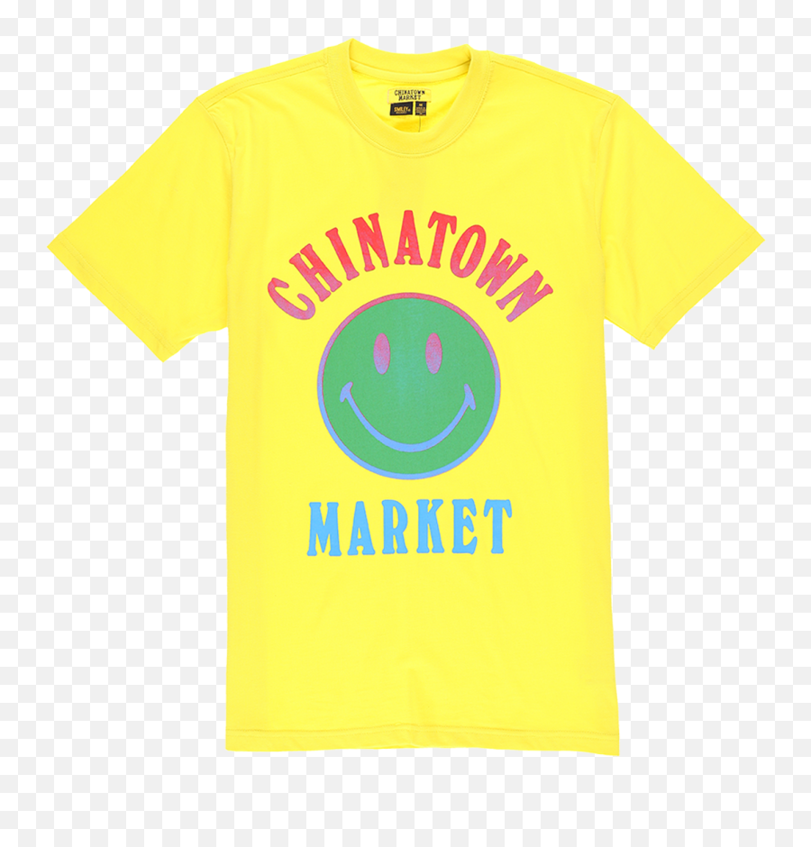 Chinatown Market Smiley Logo T - Shirt Yellow On Garmentory Chinatown Market Uv Smiley Tee Emoji,Spotlight Distraught Emoticon