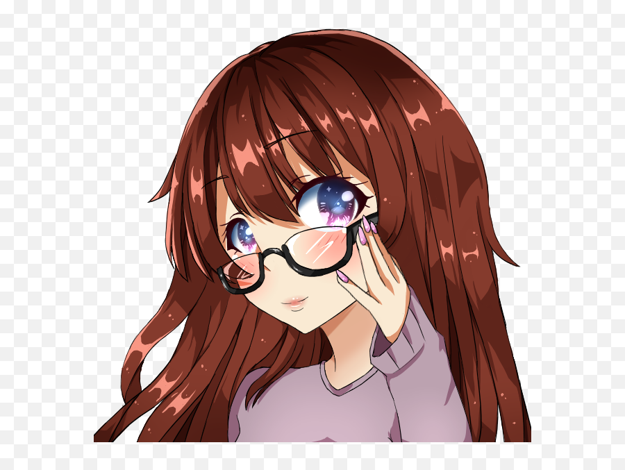 Anime Girl With Glasses Purple Eyes Blank Template - Imgflip Anime Girl With Glasses Emoji,Anime Girls Emotion Chart