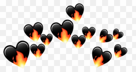 Heartcrown Fire Lit Bad Black Sticker - Girly Emoji,Its Lit Emoji