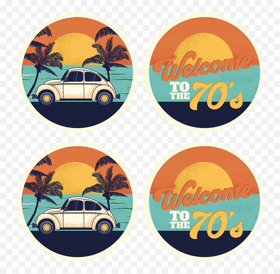 Welcome To 70u0027s Retro Coasters - Bienvenue Voiture Emoji,Emoticon Tween Bedroom