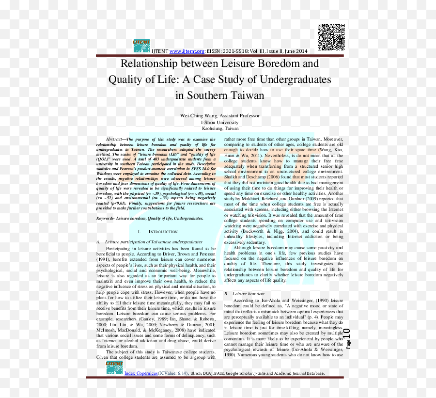 Relationship Between Leisure Boredom - Document Emoji,