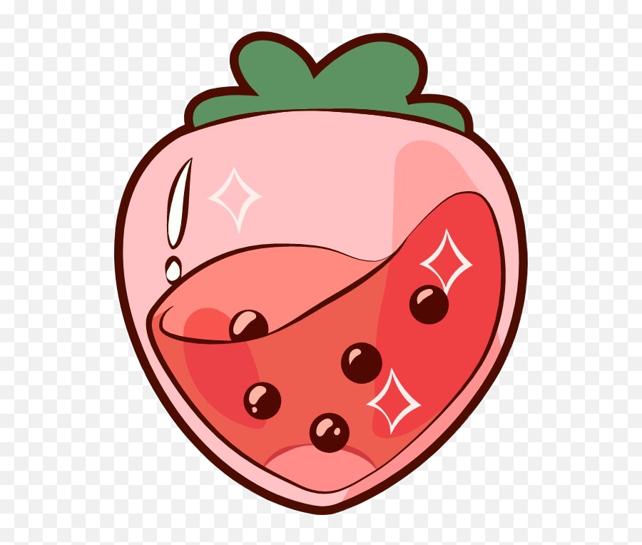 The Most Edited - Transparent Cute Strawberry Stickers Emoji,Food Doodle Emotions Cutee