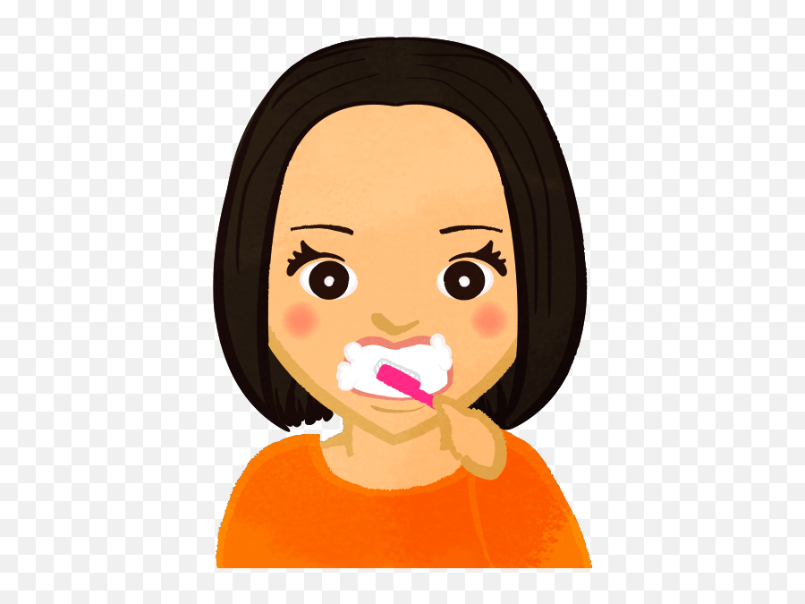 Woman Brushing Her Teeth - Cute2u A Free Cute Illustration For Adult Emoji,Woman Pig Emoji