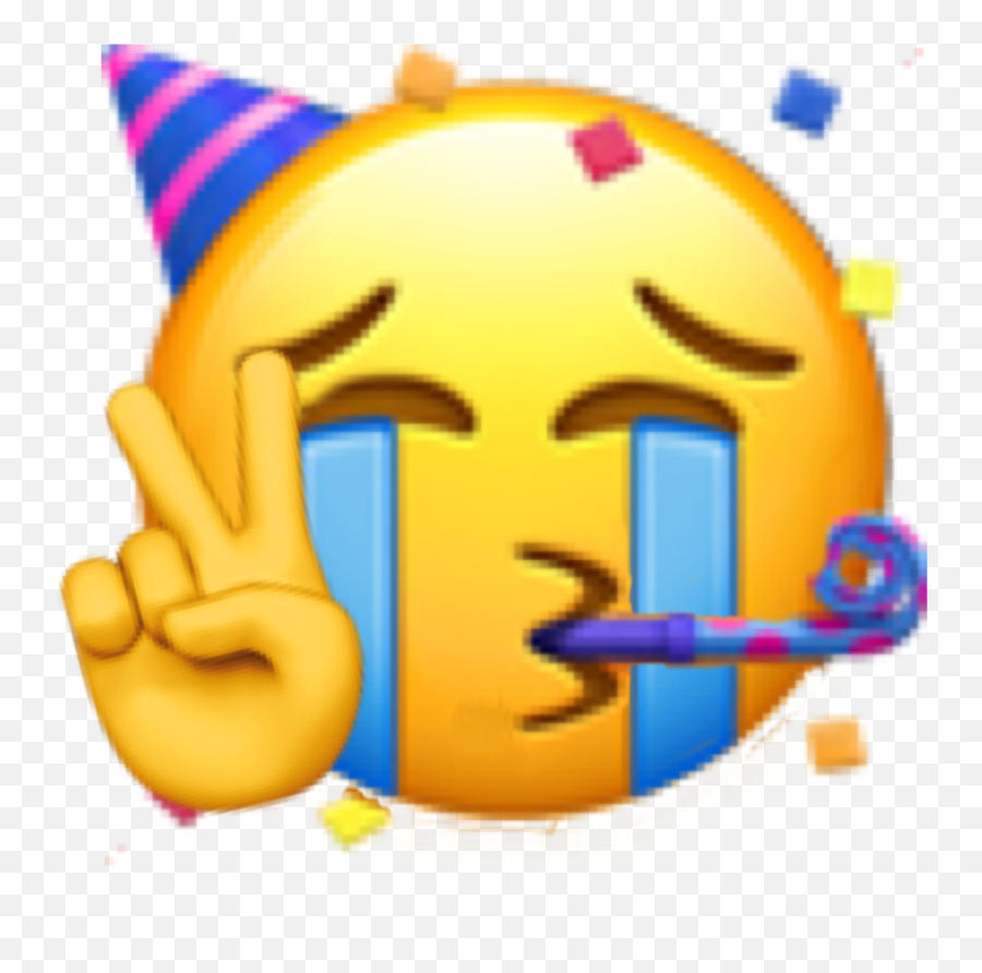 Emoji Partyemoji Sademoji Sad Peace Sticker By Makoto - Emoji Partyhut,Happy Birthday Emoji
