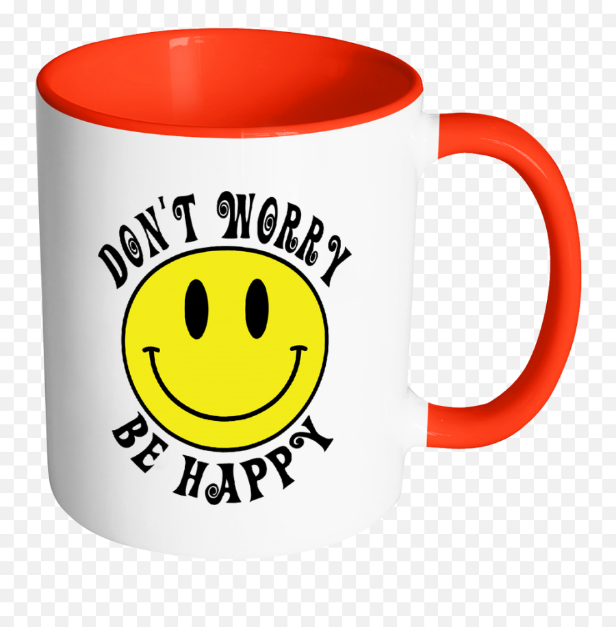 Retro Donu0027t Worry Be Happy Smiley Face Color Accent Coffee - Magic Mug Emoji,Worried Emoticon