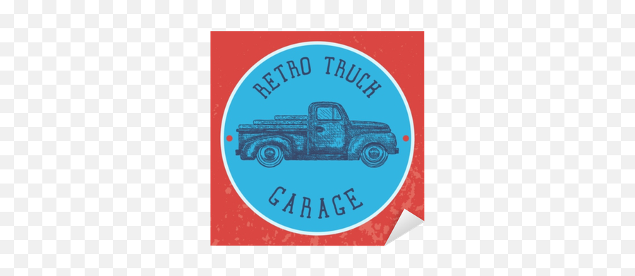 Vintage Garage Background Old Retro Pick - Up Truck As A Symbol Of Transport And Shipping Vector Sticker U2022 Pixers We Live To Change Truck Emoji,White Pick Up Truck Smiley Emoticon