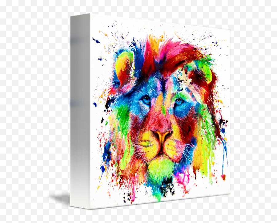 Neon Lion Acrylic Ink Spatter Painting By Peter Williams - Colourful Lion Painting Emoji,Neon Music And Emotions