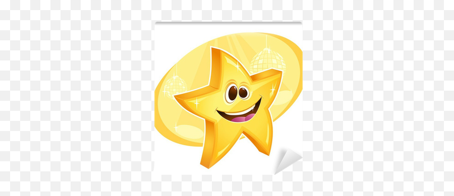 Shiny Happy Star Smiling With Disco Balls On Background Emoji,Star Emoticon Faces
