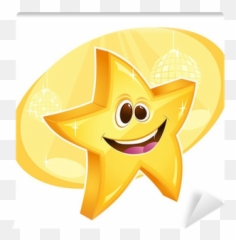 Shiny Happy Star Smiling With Disco Balls On Background Emoji,Star Emoticon Faces
