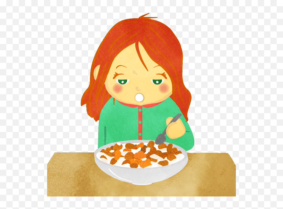 Girl Just Woke Up And Eating A Cereal - Cute2u A Free Cute Emoji,Where Is The Turkey Emoji